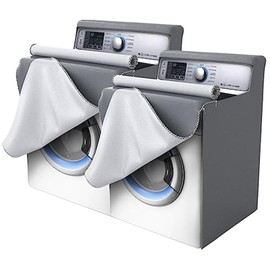 Outdoor Washing Machine Cover,Washer/Dryer Cover Suit Most Top Load or Front Load Waterproof Suncreen Dustproof All Weather Protection Large (27"Wx26"Dx43"H-2 PCS, Grey)