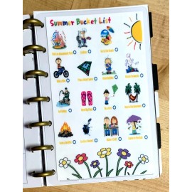 Handmade Summer Backet List Dashboard Insert for use with MINI Happy Planner
