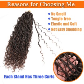 Boho Locs Crochet Hair 7 Packs 18 Inch Goddess Faux Locs Crochet Hair Pre Looped Boho Soft Locs Synthetic Braids Hair Extensions for Women (T/30#, 18 Inches)