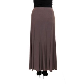 Women's 38" Long Ankle Length Panel Swing Flare Maxi Skirt Soft Stretch Sheen Fully Lined Taupe 10-22 (M)