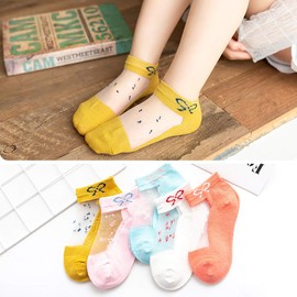 zefangyu Children's Socks, See-Through Socks, Summer, Ultra-thin, Mesh, Baby, Girls, 5 Pairs Set, Breathable, Stylish, Formal, Princesses, Recitals, Weddings, hudiejie/B