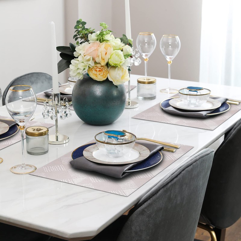ASYOUWISH Set of 6 PVC Kitchen Table Place Mats, Non-Slip