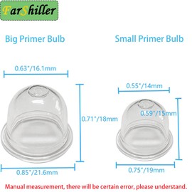 188-12-1 Carburetor Small Primer Bulb 0057003 0057004 Big Primer Bulb Pump for Sthil 41331212700 Homelite 01201 UP04802 Echo 12318140630 and Homelite Stihl Robi Zama Primer Pouland 561635001 A01195A