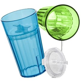 Reflo Smart Cup (Blue & Green 4-Pack) Open Training Cup, Toddler Cup, No Suction 6oz, 360 Control-Flow, USA MADE Premium High-Impact Plastic