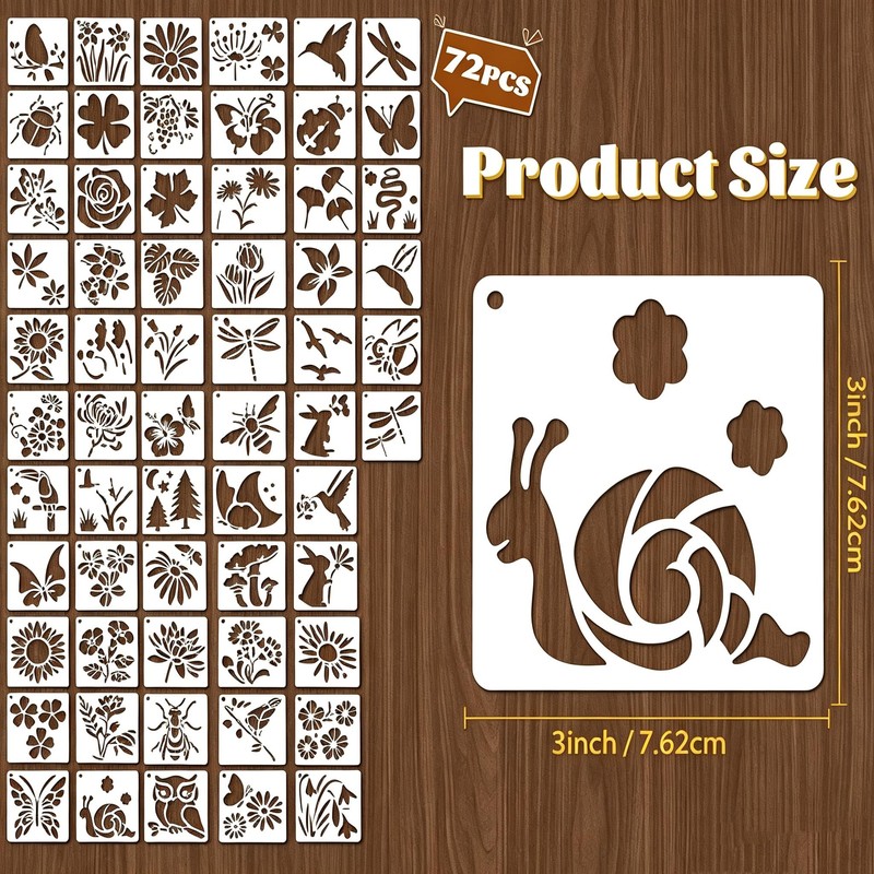 Papryn 72 Pcs Flower Stencils Set for Crafts Reusable Flower
