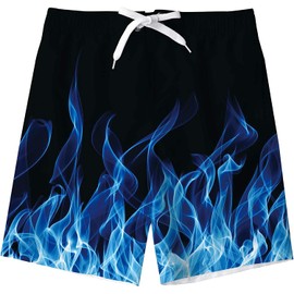 kids4ever Swimming Trunks Boys Funny 3D Print Quick Drying Swimming Shorts Kids Summer Beach Board Shorts Swimming Trunks 6-14 Years, Flame