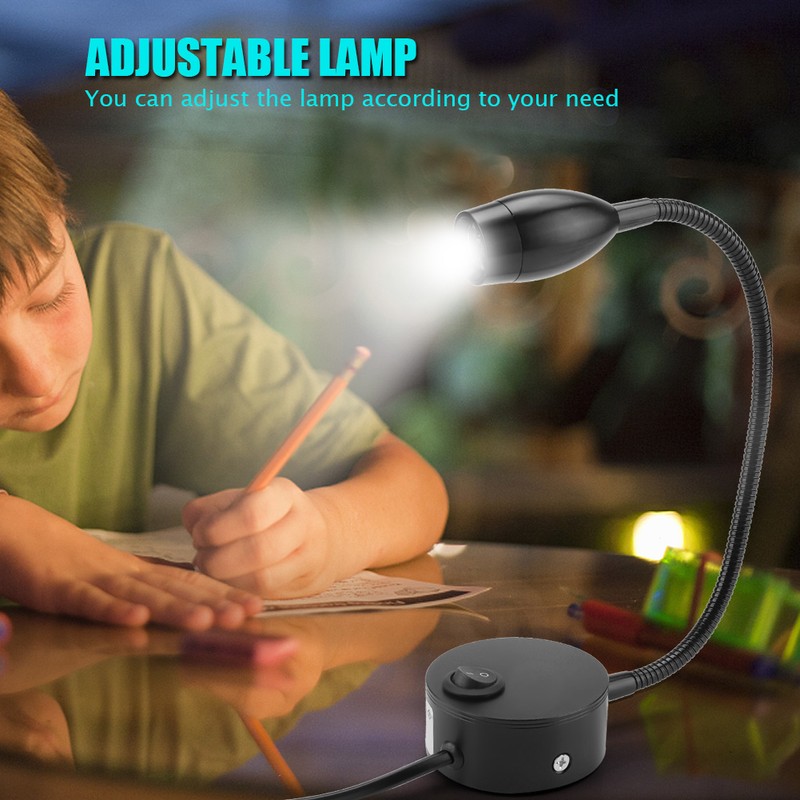 Black Durable Adjustable Bedside LED Light Lamp for Hotel Bedroom
