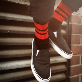 Spirit of 76 Men's & Women's Retro Socks with Stripes - Black - Red, size: 35-38