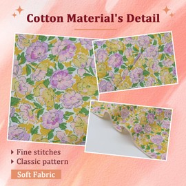 Luckyvestir Floral Pocket Squares for Men Suit Cotton Handkerchief with Pocket Square Holder for Jacket Wedding Party Groom (Yellow Lavender Green)