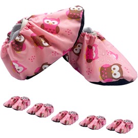 5 Pairs Kids Shoe Covers Reusable Non Slip Washable Dustproof Durable Waterproof Boots Cover For Indoors Floors Kindergarten Elementary School (Medium, Pink)