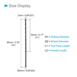 CoCud Twist Drill Bits, 2mm Drilling Diameter, Black Oxide High Speed Steel Extra Long Straight Shank - (Applications: for Stainless Steel Alloy Metal), 6-Pieces