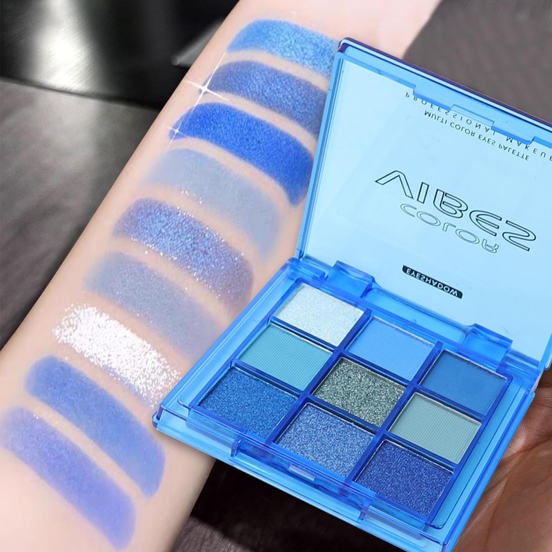 TPTGIAR 9 Colours Eyeshadow Palette, Blue Eyeshadow Palette, Long-Lasting &