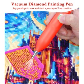 PUUQII Electric Diamond Painting Pen Kit,Waxless Vacuum Diamond Art Pen Accessories for Adults & Kids,Wireless USB-C Rechargeable Battery Diamond Art Tools with Ergonomic Lightweight Design