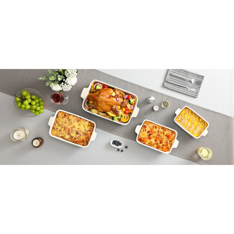 MALACASA Porcelain Baking Dish Set of 4 Bakeware Set Rectangular/Ov
