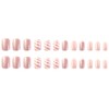 24 Pcs Christmas Pink Press on Nails Short Square -