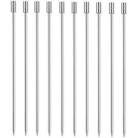 15 Pieces Stainless Steel Cocktail Picks Cylindrical Metal Martini Picks 4.3 inch Silver