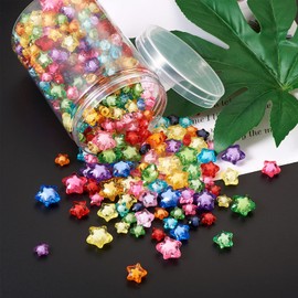 Pandahall 500Pcs Transparent Acrylic Star Beads 3 Sizes Colorful Mini Crystal Acrylic Star Bead in Bead Loose Spacer Beads for DIY Jewelry Craft Making