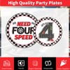 Rakuto Cars 4th Birthday Party Plates and Napkins Set, 96PCS