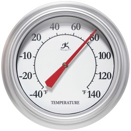 Infinity Instruments 12 Inch Essential Wall Classic Traditional No Battery Required Built-in Hygrometer High Accuracy Indoor/Outdoor Thermometer for Patio, Porch, Living Room - Silver