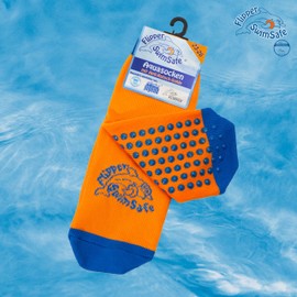 Flipper SwimSafe Aqua Socks with Non-Slip Sole, 19 - 22, blue/orange