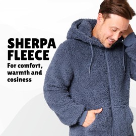 CityComfort Sleepsuits for Men and Teenagers, Fleece Onesie Jumpsuit Men's Warm Cuddly Pyjamas Men's Long M-3XL - Gifts for Men, charcoal