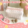 Thoquene Floral Quilted Cosmetic Bag Make Up Bag, pink, Fashion