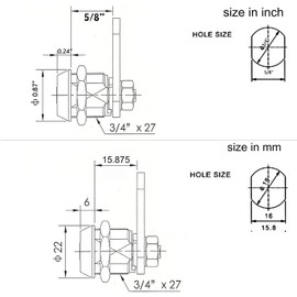 Homak Replacement Lock - Tubular Cam Lock 2 Keys Each w/Cover 12-6 Key Pull (5/8")
