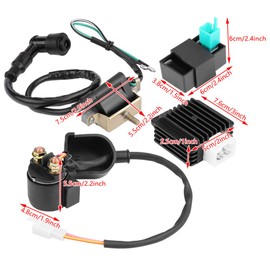 Electrical Dirt Bike Ignition Coil, Quad Moped Regulator Rectifier Starter Relay Ignition Parts Coil CDI Box Accessories for 50cc 70cc 90 110cc ATV Quad