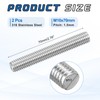 sourcing map 2Pack M10x70mm Fully Threaded Rod, 316 Stainless Steel