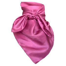 Wyoming Traders Solid Cowboy Wild Rag 100% Silk Scarf Bandana Multiple Colors L 34.5" and XL 42" (Pink, 34.5")