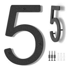 House Number Black - Modern House Numbers Anthracite Large Plastic House Numbers House Address 10 Inch (25.4 cm) Street Home Address House Number Sign House Numbers Numbers 5