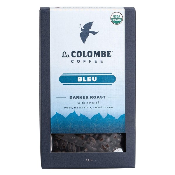 La Colombe Bleu Organic Whole Bean Coffee - 12 Ounce - Full Bodied Dark Roast - Specialty Roasted Coffee
