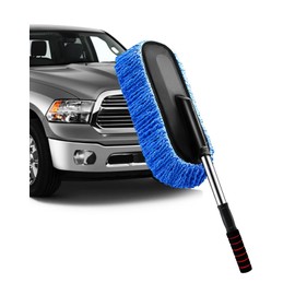 YeewayVeh Car Duster Exterior Scratch Free Microfiber Car Cleaning Brush, Extendable Handle Pollen and Dust Brush for Truck, SUV, Vehicles and Home Cleaning, Blue