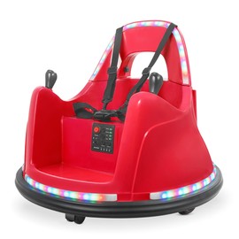 Kidzone Smart Bumper Car for Toddler & Kids 1.5-6 Years Old, 12V 2-Speeds Electric Ride On Bumping Toy Gifts W/Remote Control, APP Control, LED Lights, Bluetooth, 360°Spin and DIY Sticker, Red