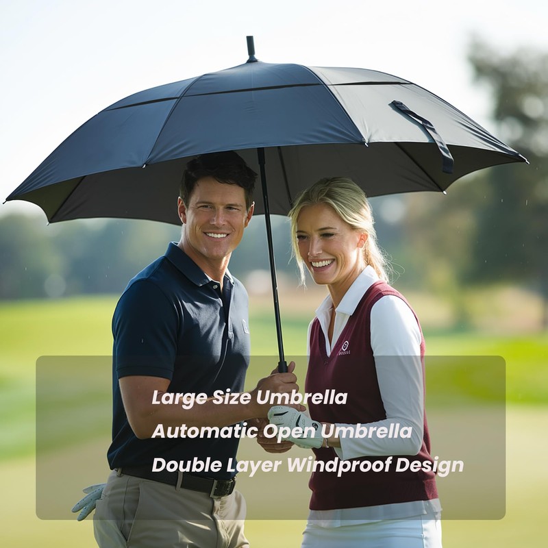 MRTLLOA Extra Large Black Golf Umbrella, 54/62/68/72 Inch Automatic Open,