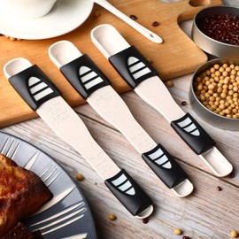 Measuring Spoon Double End, 2 IN 1, Adjustable Scale FROM 1/8 TEASPOON TO 1 TABLESPOON Measuring Dry AND Semi-Liquid Ingredients