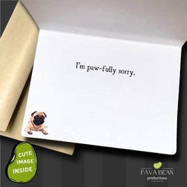 Fava Bean Productions I'm Sorry Card, Pug Card - Mistakes Were Made (1 Premium Card, 5x7 inches, Cute Message Inside) Pug Card, Funny Apology Card - Sorry From the Dog - Funny Im Sorry- 377