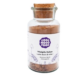 Goodmoodfood Organic Vital Mushroom Raw Cocoa Calm Down & Relax 210 g - Sustainable & Vegan - Relaxation and Enjoyment