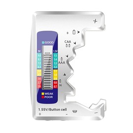 Silver Battery Tester for AAA, AA, C, D, 9v, N, 1.55v Button Cell, Battery Checker LCD Display Power Indicator No Batteries Required Electrical Equipment for Home Improvement