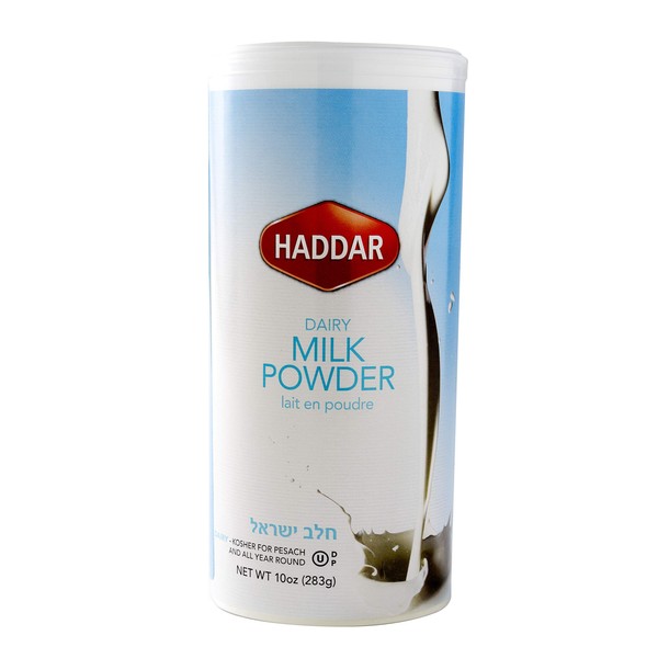 Haddar Kosher Dairy Milk Powder, 10oz Resealable Canister, Non-Fat Dry Milk Powder, Cholov Yisroel