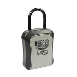 Burg-WÄCHTER Key Safe with Number Code, Outside/Inside, Removable Shackle, 4-Digit Code, Secure, Key Safe 50 SB, Black/Grey