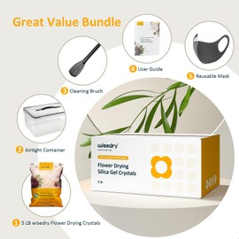 wisedry wisedry 5 LBS Silica Gel Flower Drying Crystals with Sealed Container & Brush, Color Indicating, Reusable