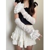 Ekieta Women's Arm Warmer, Lace Frill, Arm Sleeve, Thin, Floral