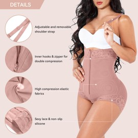 Chaierfei Shapewear Tummy Control Body Shaper Plus Size Fajas Colombianas Post Surgery Compression Garment After Liposuction Waist Trainer Bodysuit Postpartum Shapewear Rose Brown L
