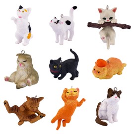 COGCHARGER 9 Pieces 3D Resin Cat Charm Pendant Cute Resin Animal Pendant Mixed Shape for Jewelry Keychain Bag Decorated Making Crafts