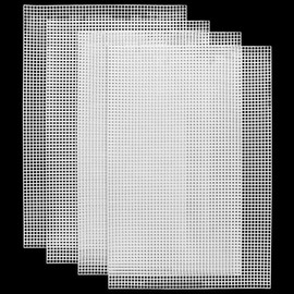 7 Pieces Plastic Mesh Canvas Sheets for Embroidery Crafting, Plastic Needlepoint Canvas, Fursuit Eye Mesh for Crafts DIY, Knit Crochet Projects?Cross-Stitch, Bag Making(White)