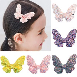 Galaxia Air 5 PCS Multi-Colored 2.8'' Colorful Sequin Bow Hair Clips