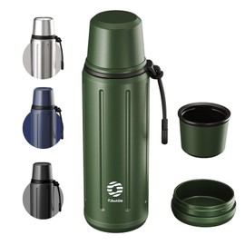 Heater Vacuum Flask for Hot Drink 1L (72 hrs Cold & 48 hrs Hot) Tea Thermal Cup with Removable Base and Filter Coffee Flask 304 Stainless Steel Bottle for Travel Office and School(Green)