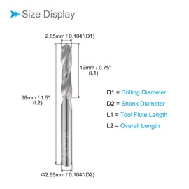CoCud Solid Carbide Drill Bits, 2.65mm Diameter, K35 Tungsten Carbide Precision Short Length Twist Drill Bits - (Applications: for Stainless Steel Alloy Metal), 2-Pieces