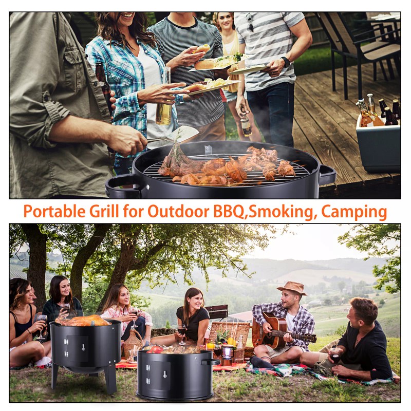 Unbranded 2Tier Charcoal Smoker BBQ Grill 3IN1 Outdoor Vertical Smoke